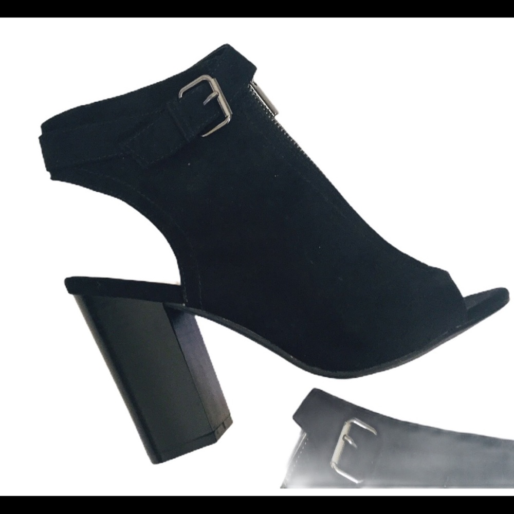 JUSTFAB Preslay Open Toe Front Zip Heeled Ankle Booties Black Size 7 - Picture 6 of 12